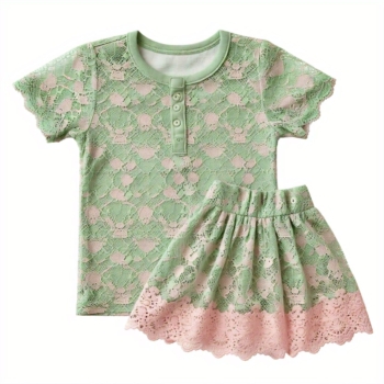 Green & Pink Lace skirt and Top