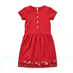 Solid Red Lace Dress