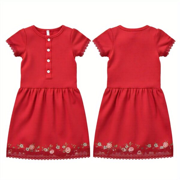 Solid Red Lace Dress - Image 3